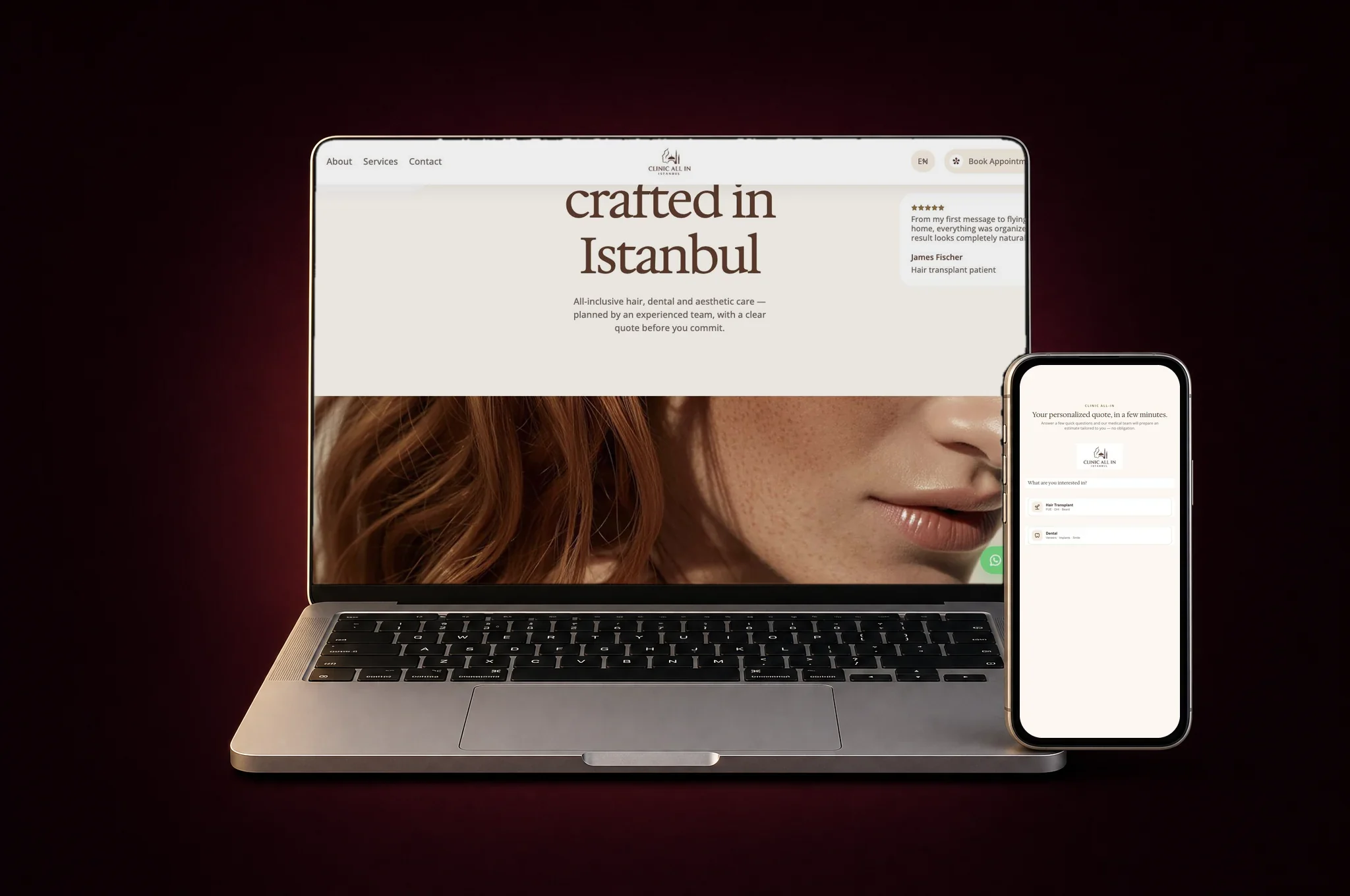 Clinic All In website and quote funnel