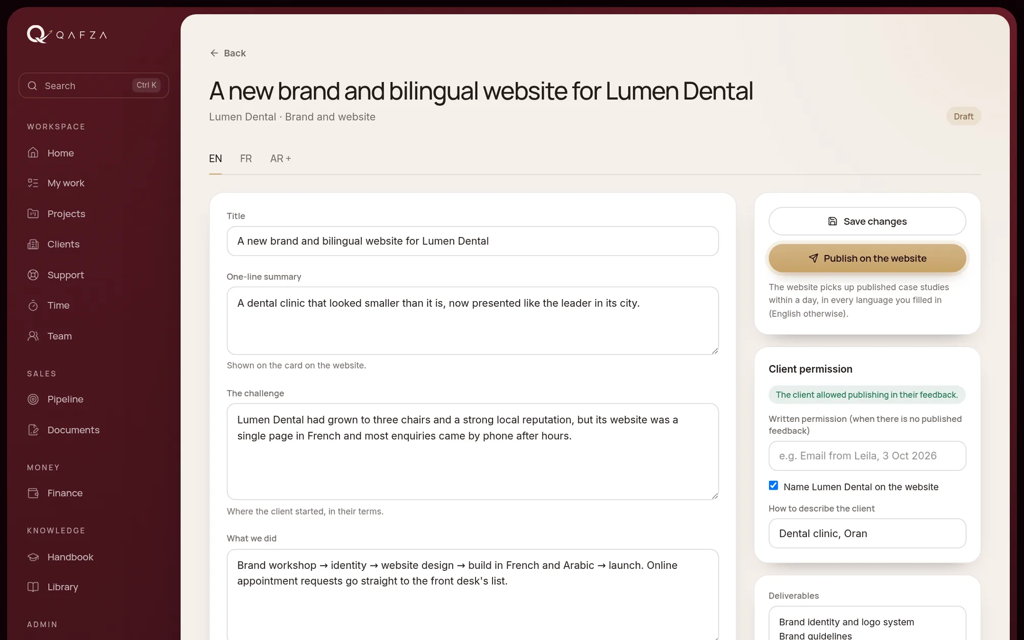 Case studies: From finished projects to your website