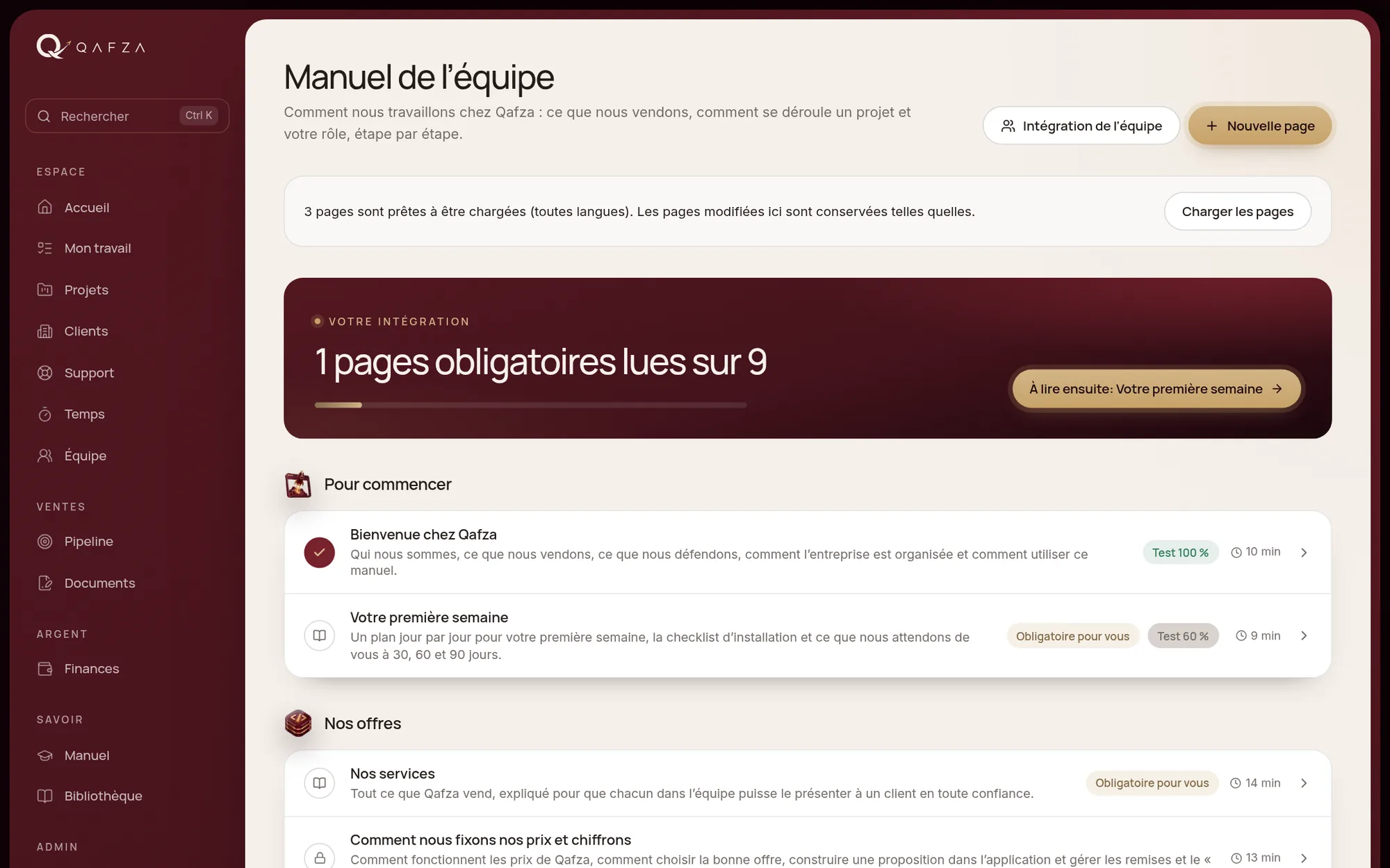 Manuel: L’intégration de chaque rôle