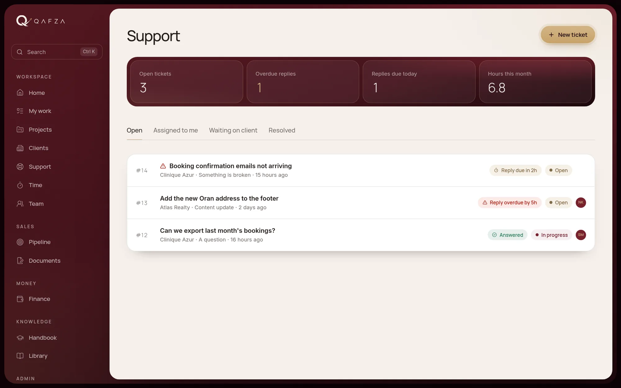 Support: Requests with reply deadlines